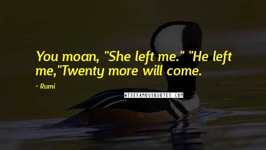 Rumi Quotes: You moan, "She left me." "He left me,"Twenty more will come.