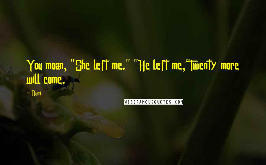 Rumi Quotes: You moan, "She left me." "He left me,"Twenty more will come.