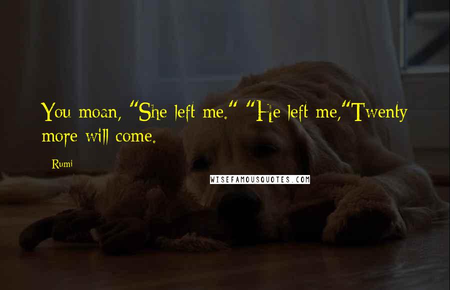 Rumi Quotes: You moan, "She left me." "He left me,"Twenty more will come.