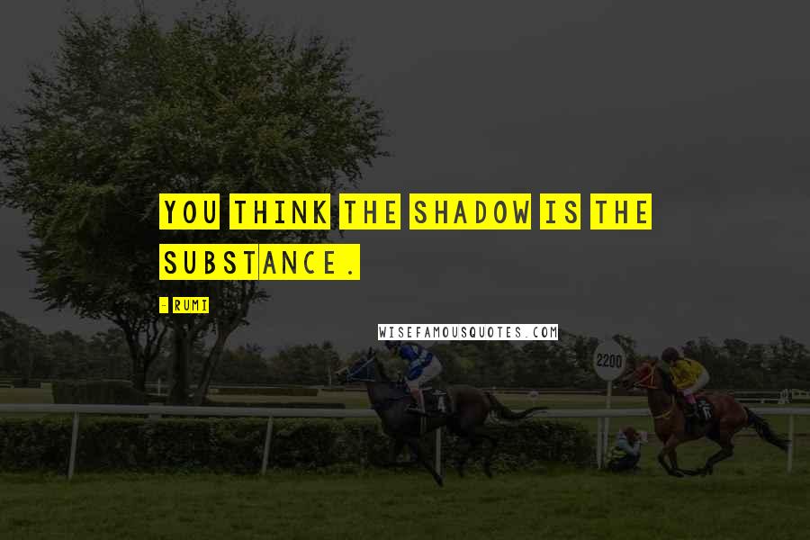 Rumi Quotes: You think the shadow is the substance.