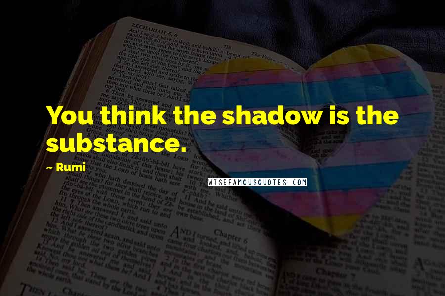 Rumi Quotes: You think the shadow is the substance.