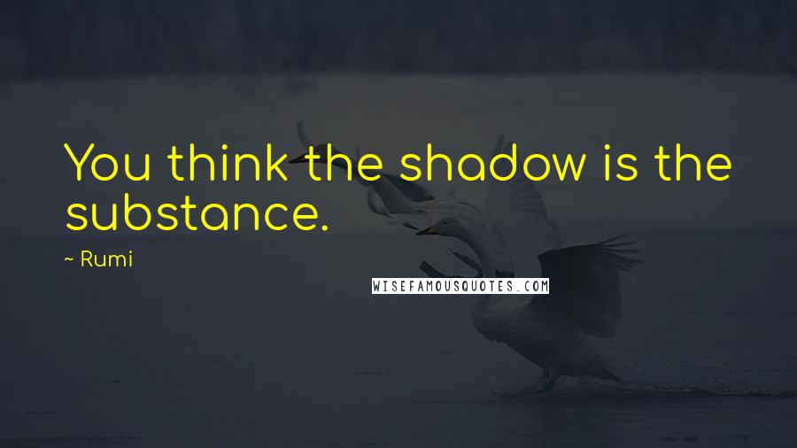Rumi Quotes: You think the shadow is the substance.