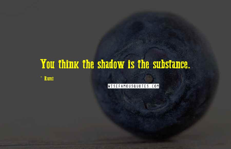 Rumi Quotes: You think the shadow is the substance.