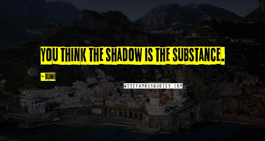 Rumi Quotes: You think the shadow is the substance.