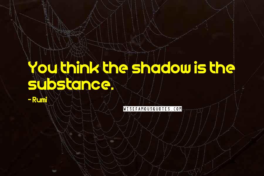 Rumi Quotes: You think the shadow is the substance.