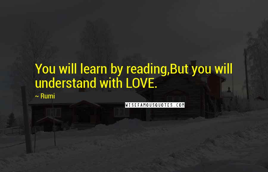 Rumi Quotes: You will learn by reading,But you will understand with LOVE.