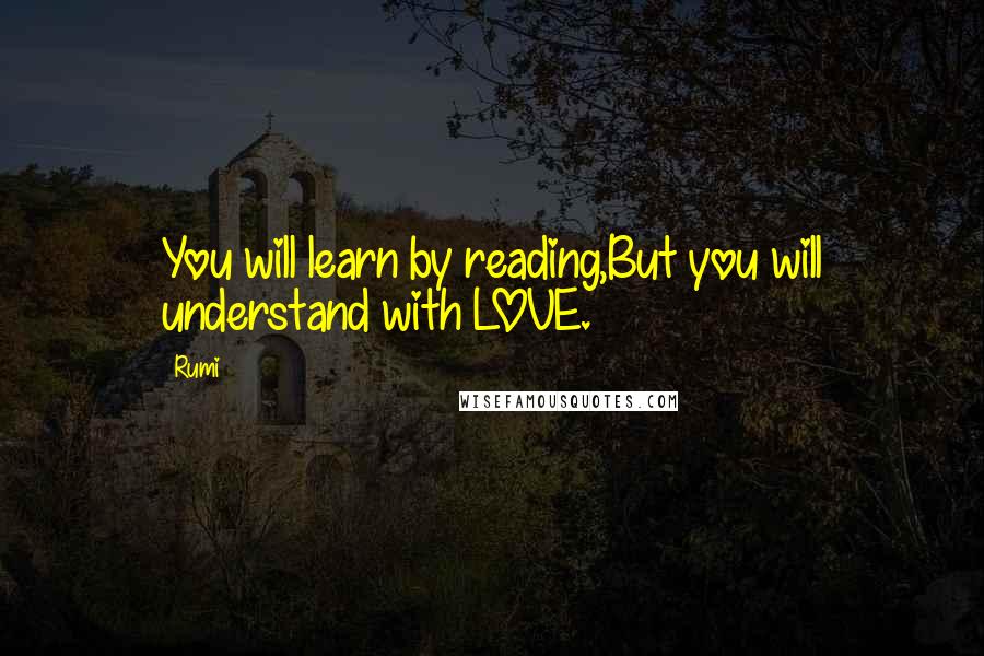 Rumi Quotes: You will learn by reading,But you will understand with LOVE.