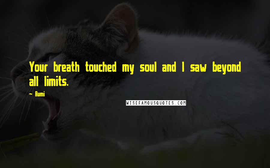 Rumi Quotes: Your breath touched my soul and I saw beyond all limits.