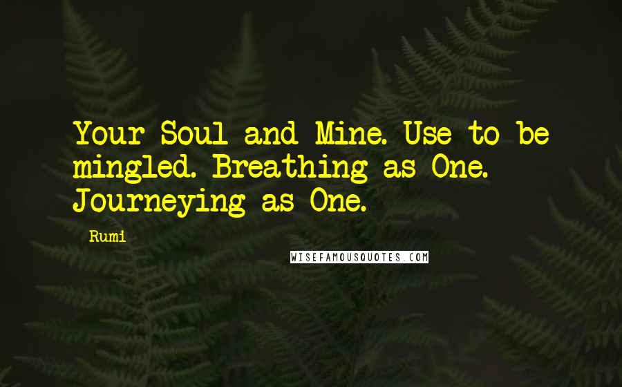 Rumi Quotes: Your Soul and Mine. Use to be mingled. Breathing as One. Journeying as One.