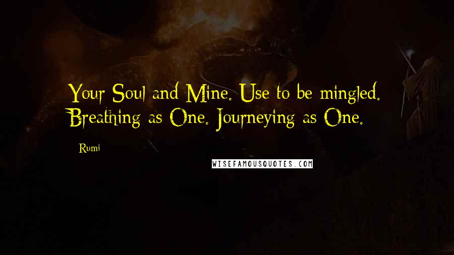 Rumi Quotes: Your Soul and Mine. Use to be mingled. Breathing as One. Journeying as One.