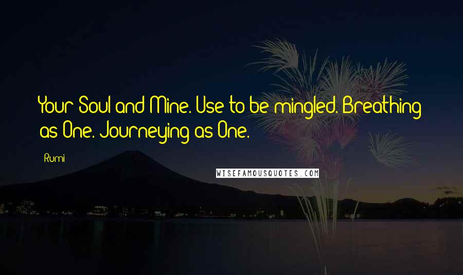 Rumi Quotes: Your Soul and Mine. Use to be mingled. Breathing as One. Journeying as One.