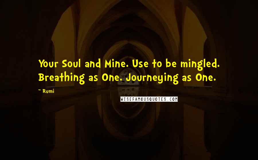 Rumi Quotes: Your Soul and Mine. Use to be mingled. Breathing as One. Journeying as One.