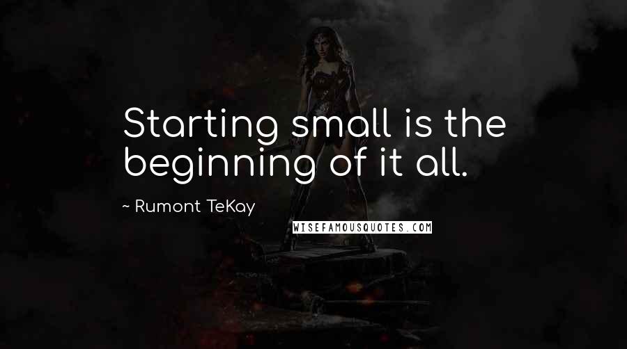 Rumont TeKay Quotes: Starting small is the beginning of it all.