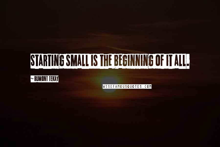 Rumont TeKay Quotes: Starting small is the beginning of it all.