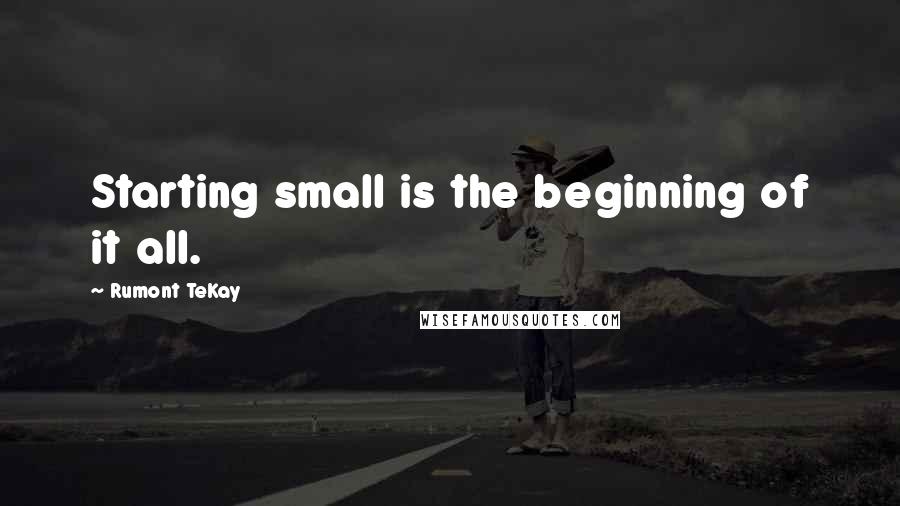 Rumont TeKay Quotes: Starting small is the beginning of it all.