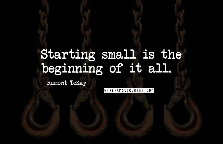 Rumont TeKay Quotes: Starting small is the beginning of it all.