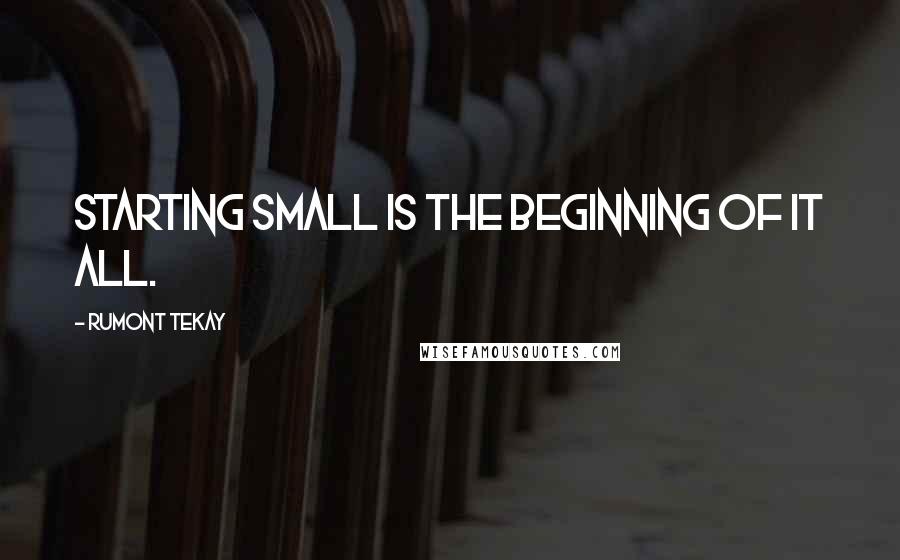 Rumont TeKay Quotes: Starting small is the beginning of it all.