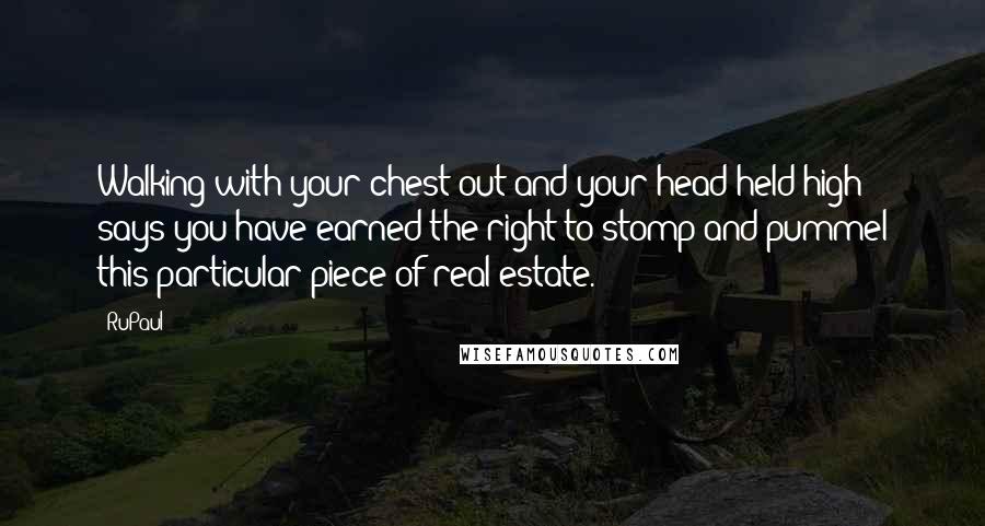 RuPaul Quotes: Walking with your chest out and your head held high says you have earned the right to stomp and pummel this particular piece of real estate.