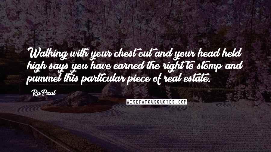 RuPaul Quotes: Walking with your chest out and your head held high says you have earned the right to stomp and pummel this particular piece of real estate.