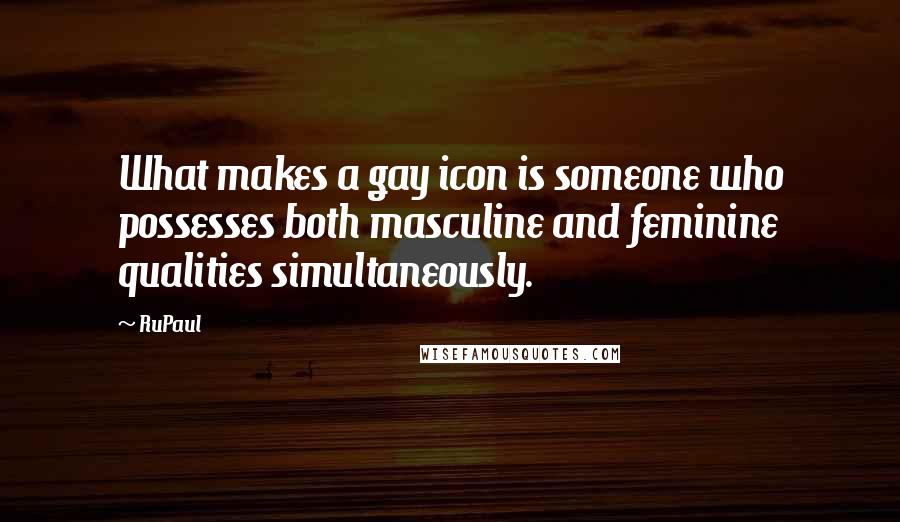 RuPaul Quotes: What makes a gay icon is someone who possesses both masculine and feminine qualities simultaneously.