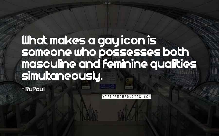 RuPaul Quotes: What makes a gay icon is someone who possesses both masculine and feminine qualities simultaneously.