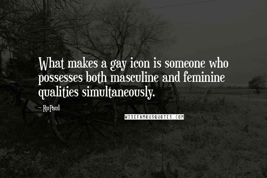 RuPaul Quotes: What makes a gay icon is someone who possesses both masculine and feminine qualities simultaneously.