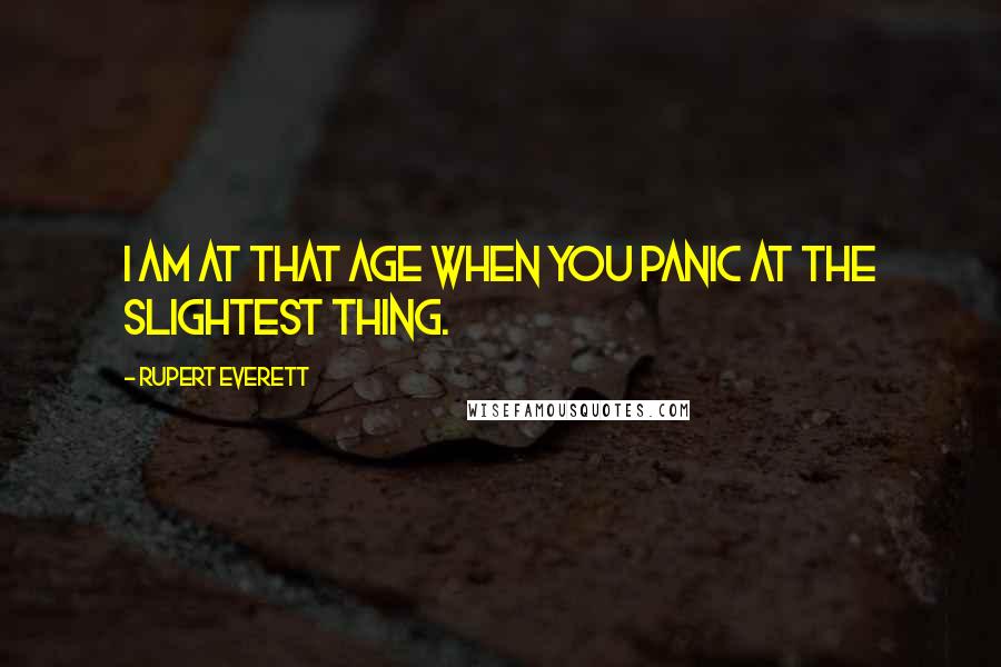 Rupert Everett Quotes: I am at that age when you panic at the slightest thing.