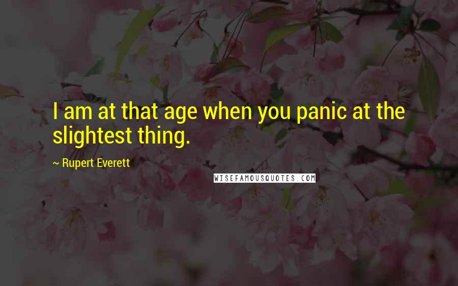 Rupert Everett Quotes: I am at that age when you panic at the slightest thing.