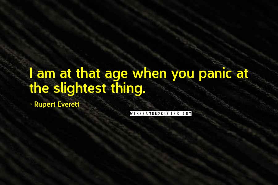 Rupert Everett Quotes: I am at that age when you panic at the slightest thing.