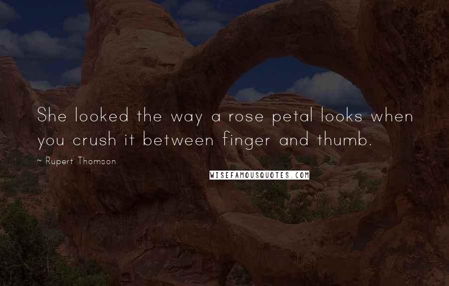 Rupert Thomson Quotes: She looked the way a rose petal looks when you crush it between finger and thumb.