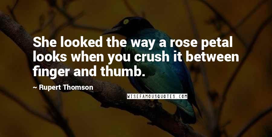 Rupert Thomson Quotes: She looked the way a rose petal looks when you crush it between finger and thumb.