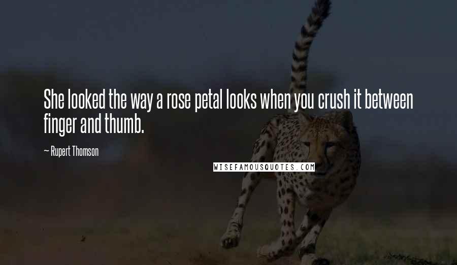 Rupert Thomson Quotes: She looked the way a rose petal looks when you crush it between finger and thumb.