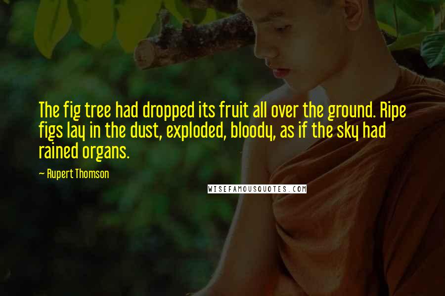 Rupert Thomson Quotes: The fig tree had dropped its fruit all over the ground. Ripe figs lay in the dust, exploded, bloody, as if the sky had rained organs.