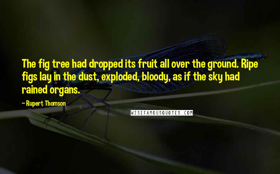 Rupert Thomson Quotes: The fig tree had dropped its fruit all over the ground. Ripe figs lay in the dust, exploded, bloody, as if the sky had rained organs.