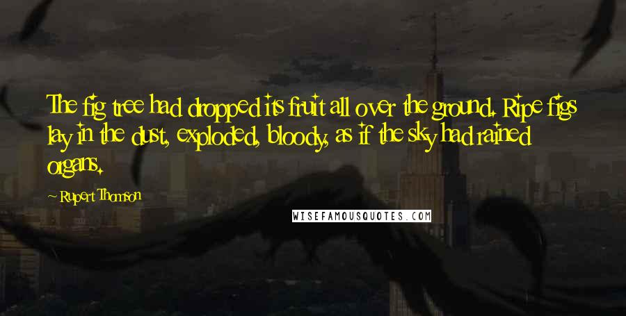 Rupert Thomson Quotes: The fig tree had dropped its fruit all over the ground. Ripe figs lay in the dust, exploded, bloody, as if the sky had rained organs.