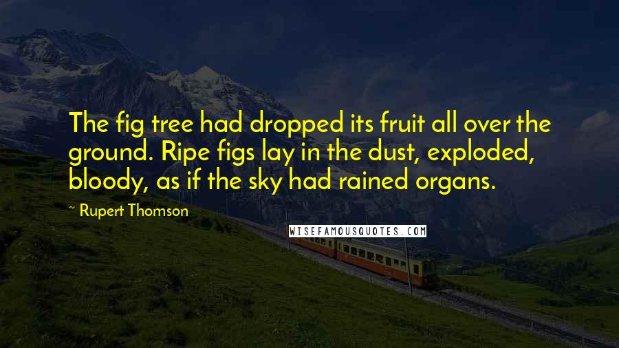 Rupert Thomson Quotes: The fig tree had dropped its fruit all over the ground. Ripe figs lay in the dust, exploded, bloody, as if the sky had rained organs.