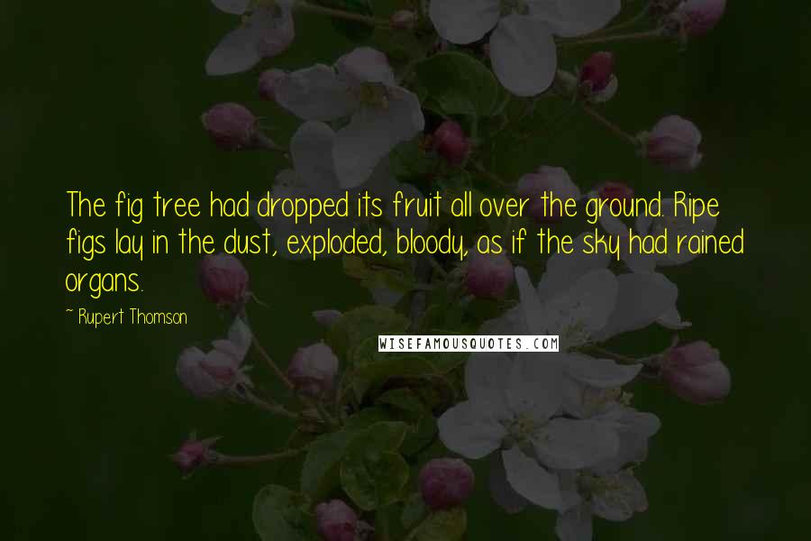 Rupert Thomson Quotes: The fig tree had dropped its fruit all over the ground. Ripe figs lay in the dust, exploded, bloody, as if the sky had rained organs.