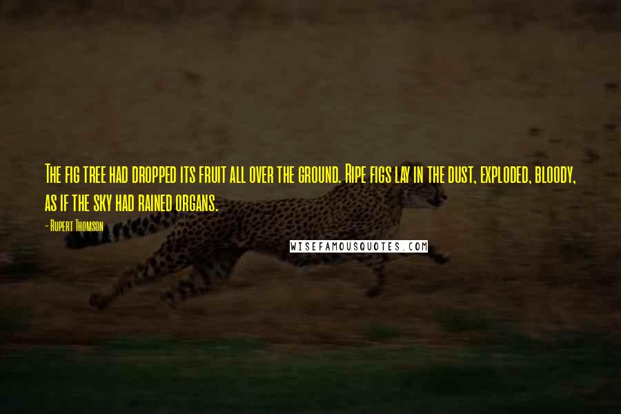 Rupert Thomson Quotes: The fig tree had dropped its fruit all over the ground. Ripe figs lay in the dust, exploded, bloody, as if the sky had rained organs.