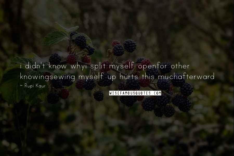 Rupi Kaur Quotes: i didn't know whyi split myself openfor other knowingsewing myself up hurts this muchafterward