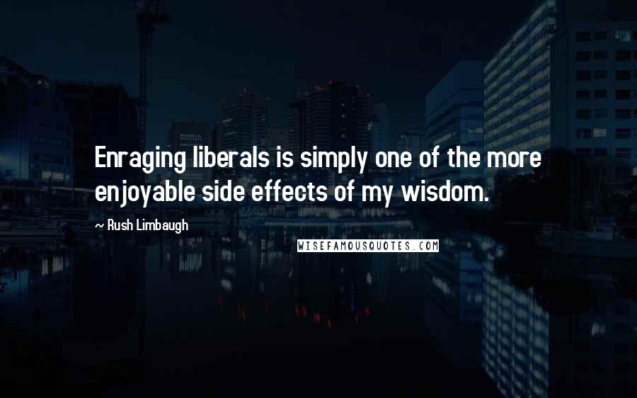 Rush Limbaugh Quotes: Enraging liberals is simply one of the more enjoyable side effects of my wisdom.