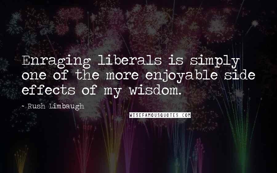 Rush Limbaugh Quotes: Enraging liberals is simply one of the more enjoyable side effects of my wisdom.