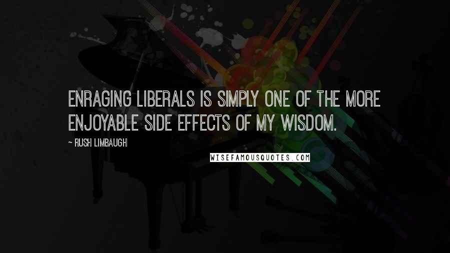 Rush Limbaugh Quotes: Enraging liberals is simply one of the more enjoyable side effects of my wisdom.