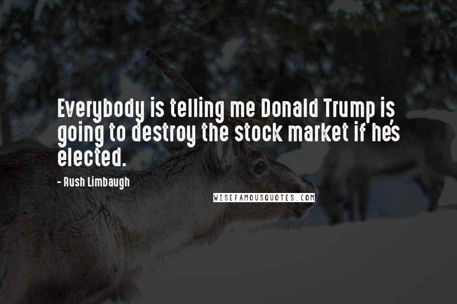 Rush Limbaugh Quotes: Everybody is telling me Donald Trump is going to destroy the stock market if he's elected.