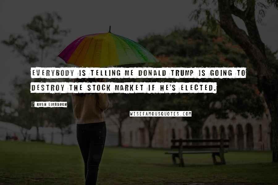 Rush Limbaugh Quotes: Everybody is telling me Donald Trump is going to destroy the stock market if he's elected.