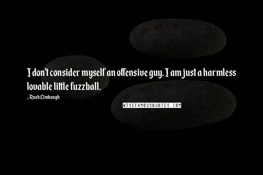 Rush Limbaugh Quotes: I don't consider myself an offensive guy. I am just a harmless lovable little fuzzball.