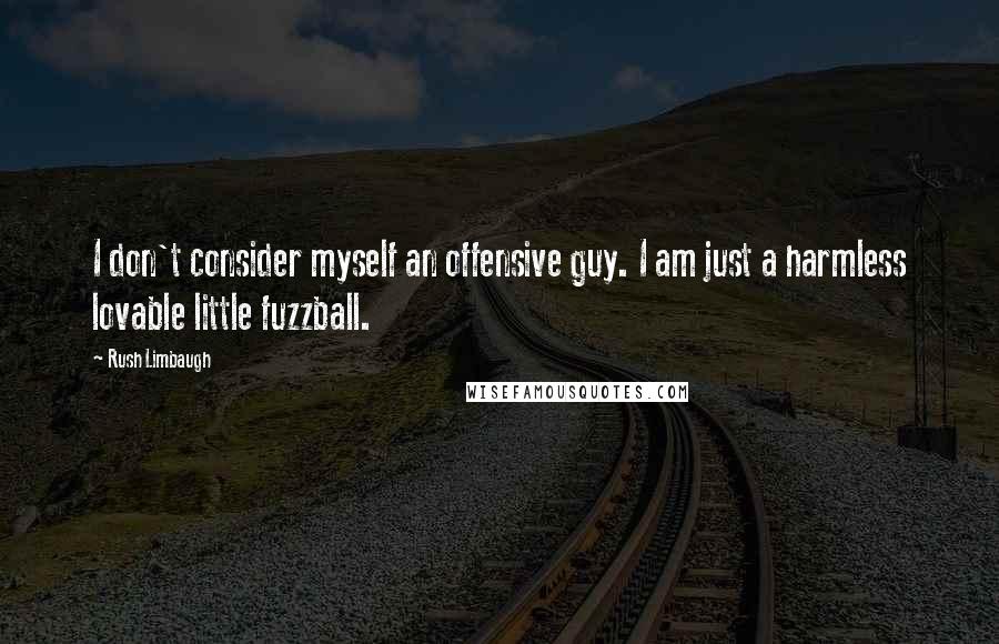 Rush Limbaugh Quotes: I don't consider myself an offensive guy. I am just a harmless lovable little fuzzball.