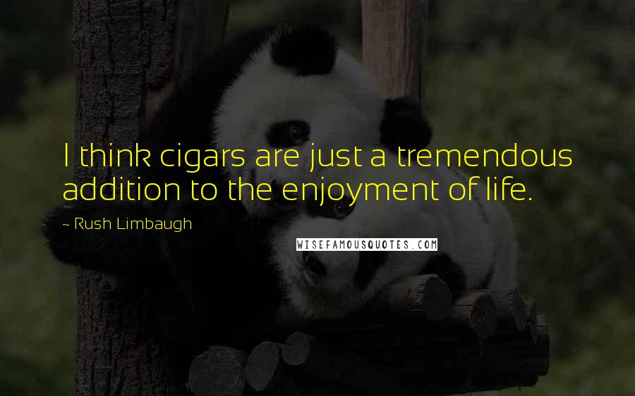 Rush Limbaugh Quotes: I think cigars are just a tremendous addition to the enjoyment of life.