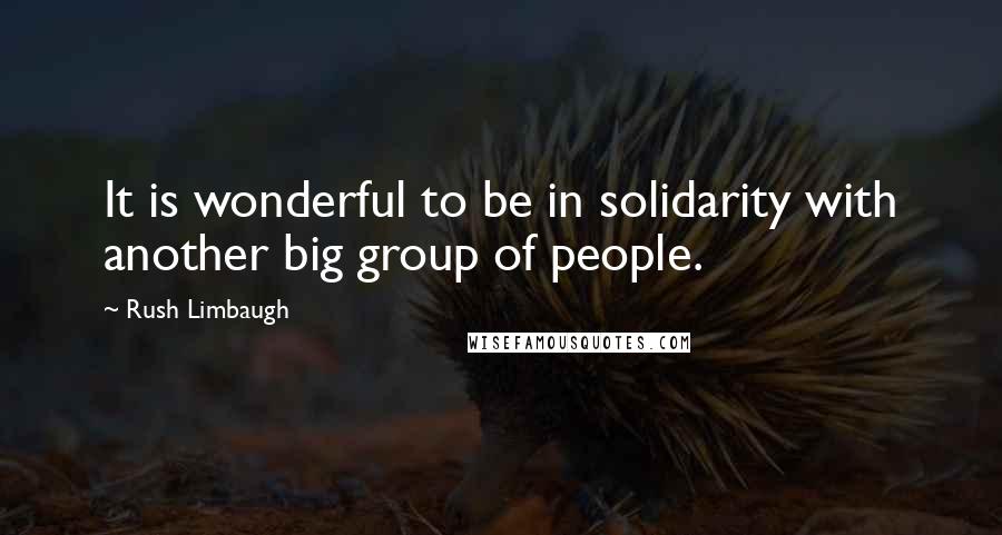 Rush Limbaugh Quotes: It is wonderful to be in solidarity with another big group of people.