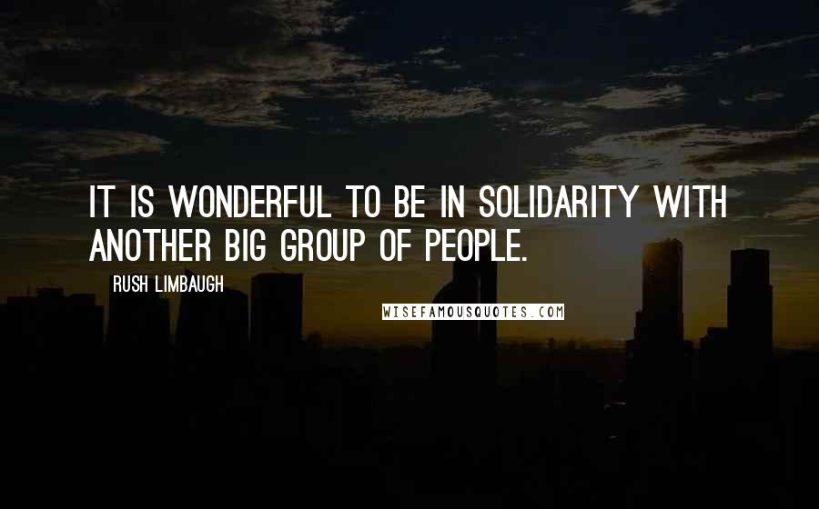 Rush Limbaugh Quotes: It is wonderful to be in solidarity with another big group of people.