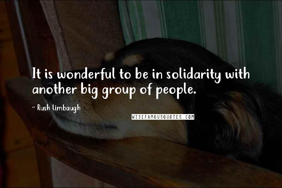 Rush Limbaugh Quotes: It is wonderful to be in solidarity with another big group of people.